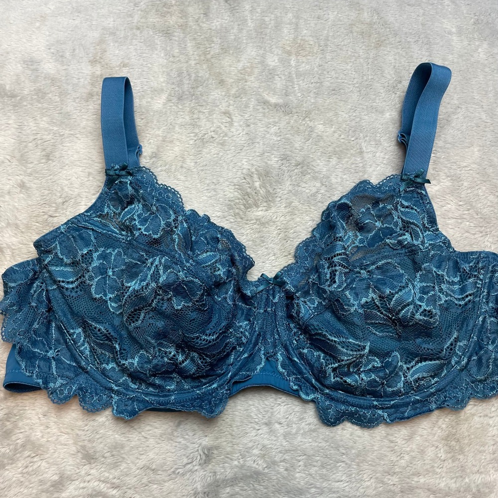 Delimira Womens Minimizer Lace Bra Size 42C Teal Full Coverage Underwire Support